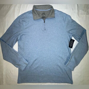 NWT St John’s Bay Forever Blue Men’s Quarter Zip Light Weight Sweater Size Small